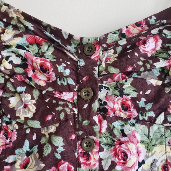 EDGE Brown Floral Ruffle Mini Dress // Size‎ Small - Picture 5 of 11